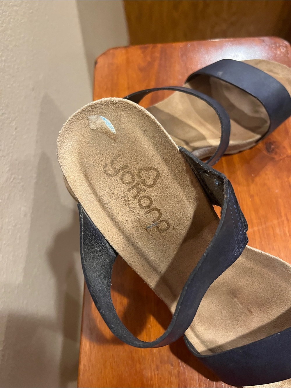 Women's Navy Double-Strap Wedge Sandals by Vionic - Picture 2 of 4